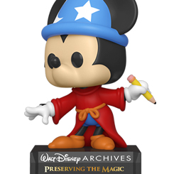 Figura Archives - Sorcerer Mickey realizada en vinilo perteneciente a la línea Pop! de Funko. La figura tiene una altura aproximada de 9 cm., y está basada en el famoso ratón de Walt Disney Mickey Mouse.