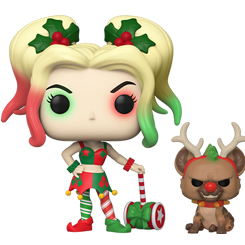 Figura de Harley Quinn en Navidad realizada en vinilo perteneciente a la línea Pop! de Funko. La figura tiene una altura aproximada de 10 cm., y está basada en los personajes de DC Comics.