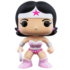 Figura de Wonder Woman Pink realizada en vinilo perteneciente a la línea Pop! de Funko. La figura tiene una altura aproximada de 10 cm., y está basada en el personaje de DC Comics. 