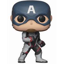 Figura del Capitán América realizada en vinilo perteneciente a la línea Pop! de Funko. La figura tiene una altura aproximada de 10 cm., y está basada en saga de Avengers: Endgame.