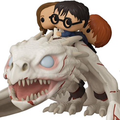 Figura del dragón de Gringotts con Harry Potter Hermione y Ron  realizada en vinilo perteneciente a la línea Pop! de Funko. La figura tiene una altura aproximada de 15 cm., y está basada en la saga de películas de Harry Potter.