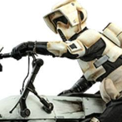 Figura Edición Limitada Masterpiece Scout Trooper & Speeder Bike por la firma Hot Toys para Star Wars, la figura con más de 30 puntos de articulación hace casi posible cualquier posición.