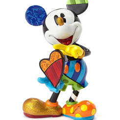 Tierna figura de Mickey Mouse with Heart de Walt Disney realizada por el pintor y escultor Romero Britto, titulada Mickey Mouse. Esta figura tiene unos 20 cm., de altura aproximadamente.