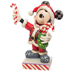 Figura de Santa  Mickey Mouse de Walt Disney titulada Mickey Mouse Santa con Candy Canes, el artista Jim Shore ha elaborado esta figura de Navidad con unos 16 cm., de altura