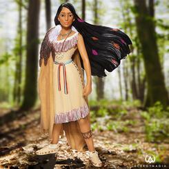 Deslumbrante figura oficial de Pocahontas Couture de Force basada en la película de Pocahontas. Esta preciosa figura está realizada en resina y tiene una altura 20 cm. 