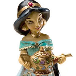 Figura de la Princesa Jasmine del clásico Disney “Aladdin” realizada por el artista Jim Shore, figura realizada en poliresina con acabados en madera tallada y efecto de patrones swirly.