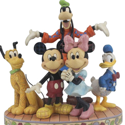 Preciosa figura de Goofy, Donald, Pluto, Minnie y Mickey titulada “Los 5 Fabulosos”, figura con unos 22 cm., de altura en donde se ha mezclado la magia de las figuras de Walt Disney con el arte Heartwood Creek