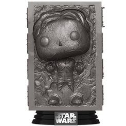 Figura Han Solo en Carbonita realizada en vinilo perteneciente a la línea Pop! de Funko. La figura tiene una altura aproximada de 9 cm., y está basada en la saga de Star Wars. La línea de figuras POP!