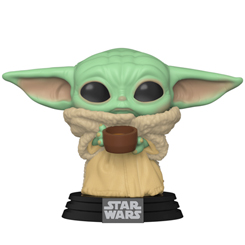 Figura The Child con tacita realizada en vinilo perteneciente a la línea Pop! de Funko. La figura tiene una altura aproximada de 9 cm., y está basada en la serie de Disney + Star Wars: Mandalorian.