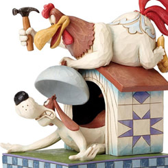 Figura de El Gallo Claudio y el perro George basada en la serie de animación Looney Tunes de Warner Bros. el artista Jim Shore ha elaborado esta figura con unos 18,5 cm., de altura.