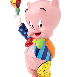 Figura de Porky, el cerdito nervioso y tartamudo, amigo de Bugs Bunny y el Pato Lucas. Cada figura de Looney Tunes by Britto, decorada en estilo pop art por el artista internacional 