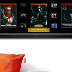 Cuadro con la trilogia de Terminator, incluye tres posters y seis negativos originales. Edición Limitada a 1000 unidades.
