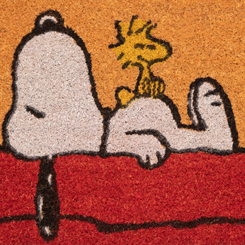 Divertido felpudo de Snoopy y Woodstock basado en los comics de Snoopy, ideal como felpudo de bienvenida. Medidas aproximadas de 40 cm. x 60 cm.,  realizado en fibra de coco..