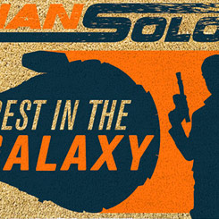 Carismático felpudo de Han Solo con el texto "Han Solo Best in the Galaxy" basado en la sensacional saga de Star Wars, ideal como felpudo de bienvenida.