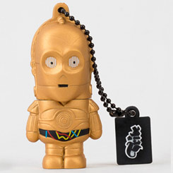 Memoria USB de C-3PO con una capacidad de 8 GB.  Alimenta este pequeño C-3PO con todos tus documentos más importantes (canciones, fotos, presentaciones, etc.) y transporta tus archivos con estilo y seguridad.