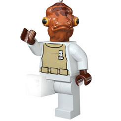 Divertido Llavero y Linterna del Almirante Ackbar de Lego Star Wars. Disfruta con este carismático personaje realizado en PVC que además lleva incluido en sus pies dos luces LED. 