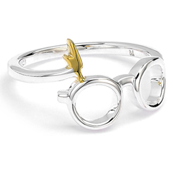 Precioso anillo del rayo y gafas de Harry Potter realizado en plata esterlina con un rayo dorado. El anillo tiene un diámetro interior aproximado de 17 mm. 