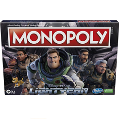 Monopoly basado en la pelicula "Lightyear". El juego de mesa Lightyear de Disney y Pixar lleva a los jugadores a un viaje con Buzz Lightyear y sus amigos por un planeta hostil. 