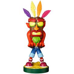 Convierte tu zona de juego en una auténtica isla tribal con el Cable Guy de Aku Aku de Crash Bandicoot de 20 cm, un soporte que combina colorido y resistencia para mantener tus mandos