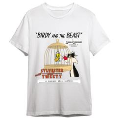 La rivalidad más divertida de Warner Bros se convierte en un básico de armario con esta camiseta Silvestre y Piolín Looney Tunes para adulto, un diseño que recupera el encanto clásico de los Merrie Melodies 