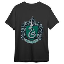 Ambición, elegancia y carácter en una prenda que impone desde el primer vistazo: la camiseta Slytherin de Harry Potter para adulto luce el escudo de la casa con su serpiente emblemática en un diseño limpio