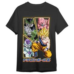 La batalla más legendaria del anime se lleva puesta, y esta camiseta Villains & Goku Dragon Ball Z adulto lo demuestra con un diseño de alto impacto: Goku en modo Super Saiyan al frente, rodeado de villanos icónicos 