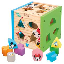 Magia Disney para las primeras exploraciones: el cubo de formas de madera Disney Baby de Mickey y Minnie convierte cada encaje en un momento de descubrimiento, con 14 piezas de madera natural 