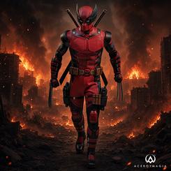 Figura Wolverinepool de Deadpool & Wolverine a escala 1/6 de Hot Toys. Incluye katanas, pistolas, garras intercambiables, efectos translúcidos de corte y tres pares de piezas oculares.