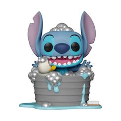 ¡Prepárate para una adorable y refrescante aventura con esta figura Pop! Deluxe de Disney! Presentamos a Stitch en la bañera, listo para disfrutar de un relajante chapuzón.