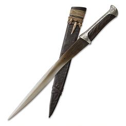 Réplica oficial 1/1 del crysknife de Paul Atreides de Dune: Parte Dos, con 48,74 cm de longitud. Fabricada en poliresina, incluye funda a juego y soporte de Polystone para exposición.