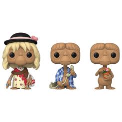 Pack 3 figuras de E.T. realizadas en vinilo perteneciente a la línea Pop! de Funko. Las figuras tiene una altura aproximada de 10 cm., y está basada en la película de E.T. 40th Anniversary. 