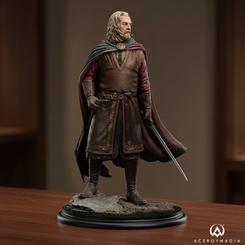 El viento de Rohan parece tensar la capa mientras el rey observa un futuro marcado por la pérdida. Esta estatua Rey Théoden 1/6 convierte uno de los momentos más humanos de Las Dos Torres en una escena de mando