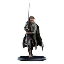 El coraje del Oeste toma forma con la Mini Estatua de Aragorn de 20?cm, una pieza de colección que inmortaliza al heredero de Isildur en su momento más decisivo: liderando la carga hacia Minas Tirith 