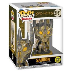 Figura Funko POP! Premium de Sauron de The Lord of the Rings, realizada en vinilo y con efecto Glow in the Dark. Presenta al personaje con armadura, casco de grandes puntas y maza, y corresponde al número 2161.