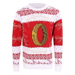 Precioso jersey de Navidad del Anillo Único basado en la popular saga de El Señor de los Anillos. Este simpático suéter está realizado en 100% acrílico. Pon un toque de magia a la temporada de Navidad 