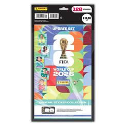 Este Update Set es para la colección oficial de cromos de la Copa Mundial de la FIFA 2026 de Panini. Contenido: 6 hojas de cromos con 20 cromos cada una (120 cromos en total)