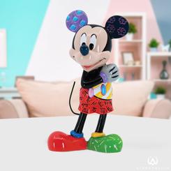El inconfundible Mickey Mouse cobra vida en una nueva interpretación del artista pop Romero Britto. Con su característico estilo de colores vibrantes y tonos alegres, esta mini escultura de resina de piedra de 8,2 cm