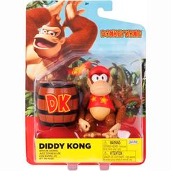 Energía pura en formato de bolsillo: la figura Diddy Kong 10 cm da vida al inseparable compañero de Donkey Kong con esculpido expresivo, pintura nítida y el icónico barril DK 