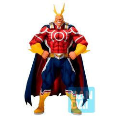 Potencia y determinación se fusionan en la Figura Ichibansho All Might Longing From Two People My Hero Academia de 22 cm, que captura al símbolo de la paz en su postura más heroica con un detallado modelado en PVC