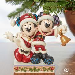 Figura enesco disney mickey & minnie santa claus