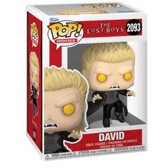 Figura de vinilo Funko POP de David de The Lost Boys, número 2093 de la línea POP! Movies. Presenta al personaje con cabello rubio, ojos amarillos, colmillos y una postura dinámica.