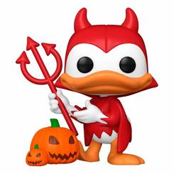 La travesura toma forma en la Figura POP Disney Mickey and Friends Devil Donald with Pumpkin, una pieza exclusiva de 9 cm que viste al pato más irascible con cuernos y tridente, acompañado de una calabaza