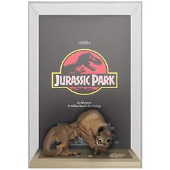 El rugido más recordado del cine de aventuras queda atrapado en una vitrina con presencia de póster clásico. La Figura POP Movie Poster Jurassic Park Tyrannosaurus Rex and Velociraptor une el cartel original de Jurassic Park 