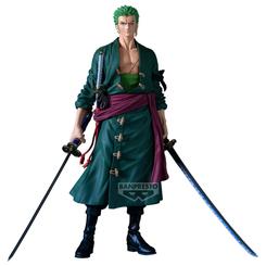 Autoridad de espadachín que impone respeto: la Figura Roronoa Zoro Premium The Anime One Piece de Banpresto presenta al cazador de piratas en pose firme, con expresión decidida y un esculpido