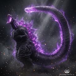 Una silueta retorcida, una cola que domina la escena y un rugido congelado en pleno ataque convierten a la figura Shin Godzilla Monster Roah Attack eXtra Large en una presencia difícil de ignorar. 