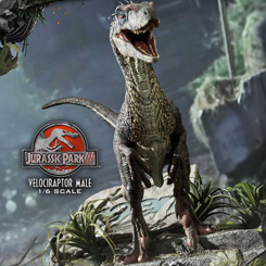 Legacy Museum Collection inspirada en la película Jurassic Park III, la Estatua 1/6 LMCJP-10 del Velocirráptor Macho de la tercera película. Se ha puesto gran cuidado y atención al detalle en este depredador reptiliano