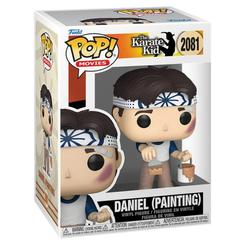 Figura de vinilo Funko POP! Movies de Daniel en The Karate Kid. Esta versión Painting muestra al personaje con cinta blanca y azul, marcas en el rostro y un bote de pintura en la mano.