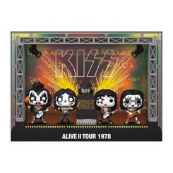 ¿Estas listo para agregar un toque de leyenda a su colección? ¡Entonces no puedes perderte el Kiss Pack de 4 Figuras POP! Moments DLX Vinyl Alive II 1978 Tour de 9 cm!