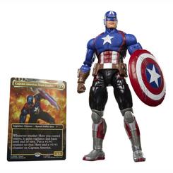 La Magic The Gathering: Marvel Super Heroes Marvel Legends Action Figure Captain America (Avengers: Twilight) muestra al héroe con el aspecto que presenta en los cómics Avengers: Twilight, incluido su inconfundible escudo.