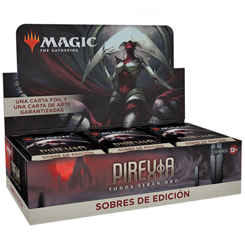 La caja de sobres de edición de Pirexia: Todos serán uno contiene 30 sobres de edición de Pirexia: Todos serán uno. Cada sobre de edición contiene 12 cartas de Magic